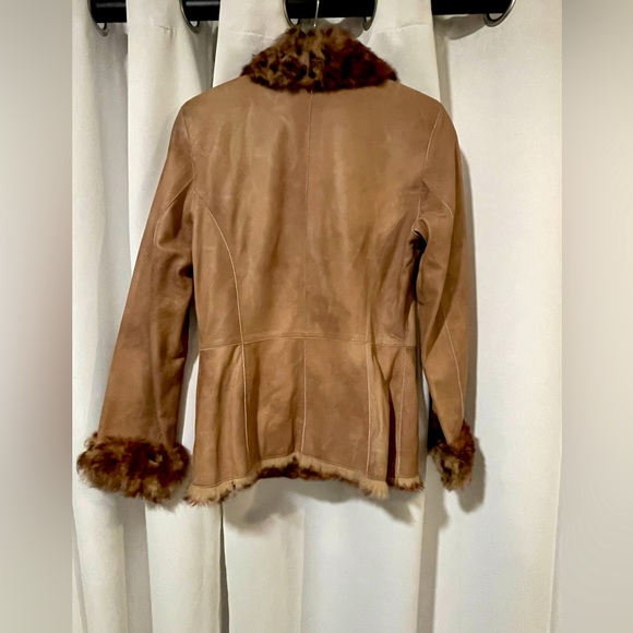 Vericci Genuine leather sport coat blazer with real fur collar and cuffs - Picture 2 of 5